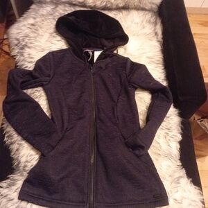 BENCH Heavy Zip Hoodie Jacket (XS) | Dark Purple Thumbholes Fleece Lined Warm